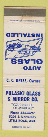 Matchbook Cover - Pulaski Aut Glass and Mirror Little Rock AR