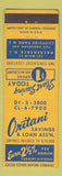 Matchbook Cover - Oritani Savings and Loan Hackensack Cliffside Park NJ