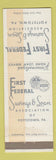Matchbook Cover - First Federal Savings and Loan Pottstown PA
