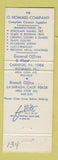 Matchbook Cover - Hommel Ceramic Supply Carnegie PA La Mirada CA