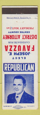 Matchbook Cover - Joseph Favuzza District Attorney Election Centre County