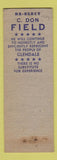 Matchbook Cover - C Don Field Assemblyman Election Glendale CA?