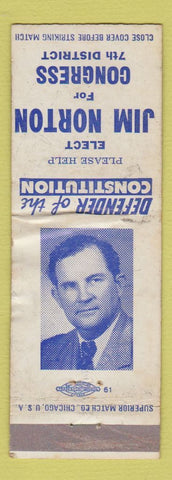 Matchbook Cover - Jim Norton For Congress Election WORN TX