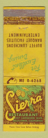 Matchbook Cover - Sierra Restaurant Bellflower CA WEAR