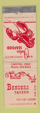 Matchbook Cover - Benders Tavern Canton OH lobster