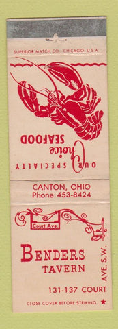 Matchbook Cover - Benders Tavern Canton OH lobster