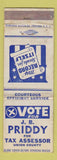 Matchbook Cover - JB Priddy Tax Assessor Election Union County WEAR