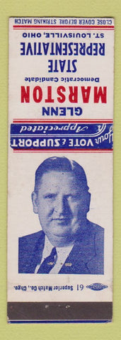 Matchbook Cover - Glenn Marston State Rep Election St Louisville OH WEAR