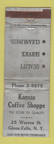 Matchbook Cover - Kansas Coffee Shoppe Glens Falls NY WRON