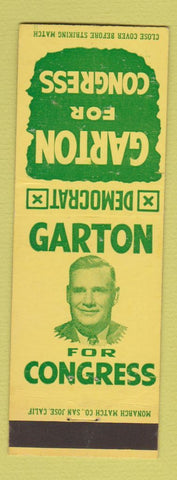 Matchbook Cover - Garton for Congress CA? California