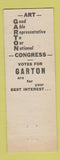 Matchbook Cover - Garton for Congress CA? California