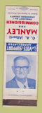 Matchbook Cover - CA Manley Commissioner Election Anderson County