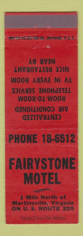 Matchbook Cover - Fairystone Motel Martinsville VA