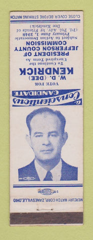 Matchbook Cover - WD Kendrick Jefferson County Commission Election 1948