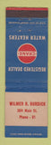 Matchbook Cover - Crane Water Heaters Wilmer Burdick