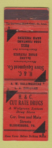 Matchbook Cover - H&C Cut Rate Drugs Bloomsburg PA WEAR