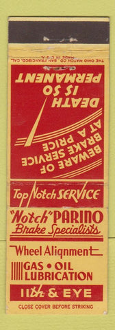 Matchbook Cover - Notch Parino Brake Repair