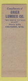 Matchbook Cover - CA Rentz Plastering Cheyenne WY Grier Lumber