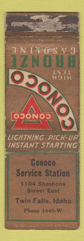 Matchbook Cover - Conoco oil gas Twin Falls ID POOR STRIKER