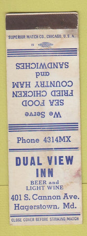 Matchbook Cover - Dual View Inn Hagerstown MD WORN