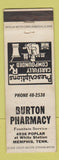 Matchbook Cover - Burton Drug Store Memphis TN