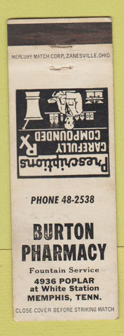 Matchbook Cover - Burton Drug Store Memphis TN