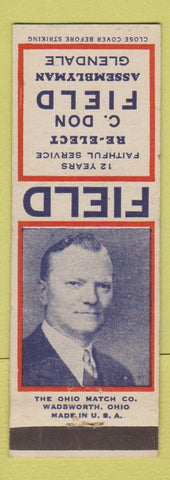 Matchbook Cover - C Don Field Assemblyman Election Glendale CA?