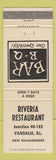 Matchbook Cover - Riviera Restaurant BBQ Vandalia IL