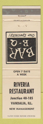 Matchbook Cover - Riviera Restaurant BBQ Vandalia IL