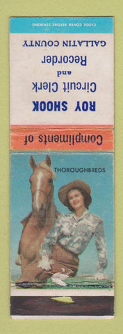 Matchbook Cover - Roy Shook Circuit Clerk Recorder Election Gallatin County WORN