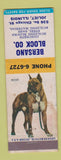 Matchbook Cover - Bersano Block Joliet IL Boxer Dog WEAR