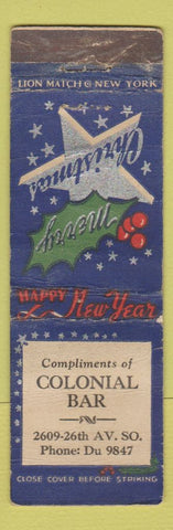 Matchbook Cover - Colonial Bar Christmas WORN