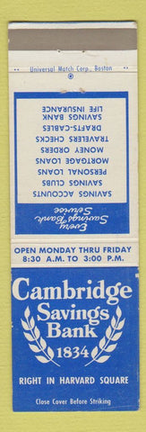 Matchbook Cover - Cambridge Savings Bank MA