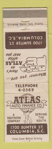Matchbook Cover - Atlas Auto Finance Columbia SC