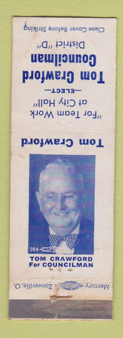 Matchbook Cover - Tom Crawford Councilman Election WEAR