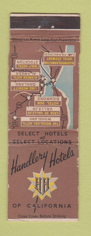 Matchbook Cover - Handlery Hotels CA San Francisco Richmond Vallejo Stockton