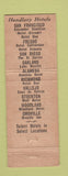 Matchbook Cover - Handlery Hotels CA San Francisco Richmond Vallejo Stockton