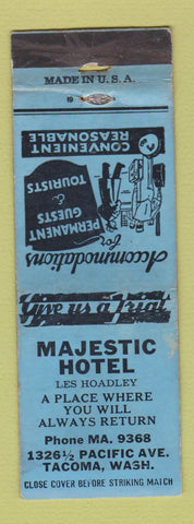 Matchbook Cover - Majestic Hotel Tacoma WA WEAR