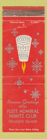 Matchbook Cover - Fleet Admiral Nimitz Club Treasure Island CA Christmas