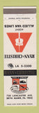 Matchbook Cover - Ryan & Christie Allied Van Lines Bryn Mawr PA