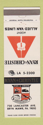 Matchbook Cover - Ryan & Christie Allied Van Lines Bryn Mawr PA