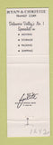 Matchbook Cover - Ryan & Christie Allied Van Lines Bryn Mawr PA