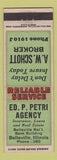 Matchbook Cover - AW Schott Ed Petri Insurance Belleville IL
