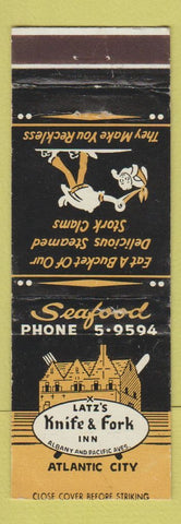 Matchbook Cover - Latz's Knife and Fork Inn Atlantic City NJ