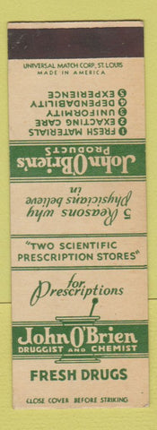 Matchbook Cover - John O'Brien Drug Store Omaha NE SAMPLE