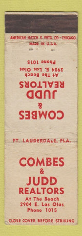 Matchbook Cover - Combes & Judd Real Estate Fort Lauderdale FL WORN