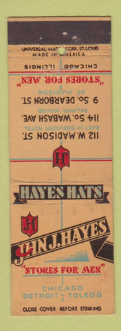 Matchbook Cover - Jhn J Hayes Men's Clothes Chicago Detroit Toledo