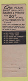 Matchbook Cover - Vlue Cleaners Dyers Plainfield NJ WEAR