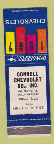 Matchbook Cover - 1967 Chevrolet Connell Killeen TX