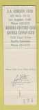 Matchbook Cover - Los Angeles Athletic Club CA